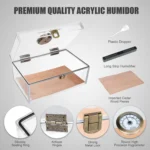 Scotte Cigar Case Humidors Acrylic Cigar Box Hygrometer Humidifier Hold 20 Cigars Include Cigar Cutters Cigar Punch Accessories - Image 2
