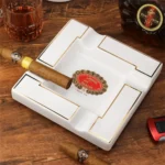 Elevate Your Cigar Experience with Our Ceramic Ashtray Set 4 Wide Mouth Slots for a Perfect Smoke  Large Office Cigar Ash Holder - Image 7