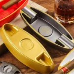 Jifeng Cigar Ashtrays Luxury Cigar Accessories Melamine Resin Portable Lightweight Ash Tray with 2 Slots for Cigar Smoking - Image 6