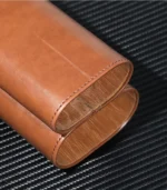 Leather Cigar Case 3 Finger Cigar Pouch with Cedar Wood Lining Cigar Accessories - Image 3