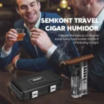 SEMKONT-Portable Travel Cigar Humidor,Double Cigar Humidor with Separate Storage for Cigar Accessories,Holds 5 Cigars - Image 6