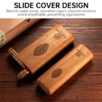 CIGARLOONG Portable Cigar Case Natural Cedar Wood Travel Tube Moisturize Slide Cover Design, Humidor Smoking Accessories - Image 4