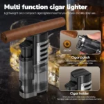 SEMKONT-Portable Travel Cigar Humidor,Double Cigar Humidor with Separate Storage for Cigar Accessories,Holds 5 Cigars - Image 4
