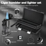 SEMKONT-Portable Travel Cigar Humidor,Double Cigar Humidor with Separate Storage for Cigar Accessories,Holds 5 Cigars - Image 3