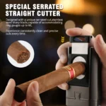 Cigar Lighter and Cigar Cutter Kit,Torch Lighter with Dual Cigar Punch, Cigar Holder Cigar Accessories,Refillable Butane Lighter - Image 6