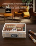 Humidor Cigar Box,with Cutter Guillotine,V cut,Punch & Stand ,Glass top Cigars Case,Cedar Wood Lining, Humidifier Hygrometer - Image 5