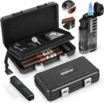 SEMKONT-Portable Travel Cigar Humidor,Double Cigar Humidor with Separate Storage for Cigar Accessories,Holds 5 Cigars - Image 8