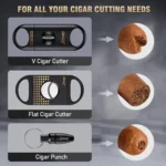 Cigar Ashtray with Cigar Cutter Set, Cigar Cutter V Cut, Cigar Punch, Portable Cigar Ashtrays for Outdoors Home and Office - Image 5