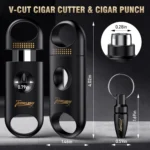 Cigar Ashtray with Cigar Cutter Set, Cigar Cutter V Cut, Cigar Punch, Portable Cigar Ashtrays for Outdoors Home and Office - Image 3