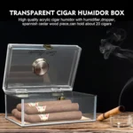 Scotte Cigar Case Humidors Acrylic Cigar Box Hygrometer Humidifier Hold 20 Cigars Include Cigar Cutters Cigar Punch Accessories - Image 5
