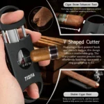 Cigar Humidor Set Travel Humidor for 5 Cigars Includes 2 Cigar Cutters, Cigar Punch,Humidifier, Hygrometer,Cedar Wood Lined Gift - Image 4