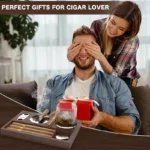 New Cigar Ashtray with Cigar Cutter Cigar Accessories Whiskey Glass Tray Detachable Outdoor 7 Slots Cigar Holder Gift for Men - Image 4