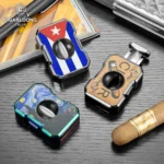 Cigar Cutter Mini Portable Travel V-Shape Sharp Blade Stainless Steel Exquisite Pattern Gadget Tool Smoking Accessories CE-25BY