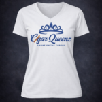Cigar Queenz Smoke Lifestyle T shirt – White and Blue
