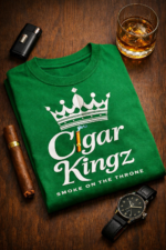 Cigar Kingz Smoke Lifestyle T shirt - Green & White - Image 3