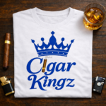 Cigar Kingz Smoke Lifestyle T shirt - White and Blue - Image 3
