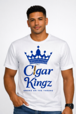 Cigar Kingz Smoke Lifestyle T shirt - White and Blue - Image 2