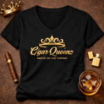Cigar Queenz Smoke Lifestyle T shirt- Black & Gold - Image 3