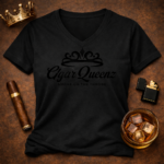 Cigar Queenz Smoke Lifestyle T shirt – Black and Black - Image 3