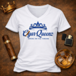 Cigar Queenz Smoke Lifestyle T shirt – White and Blue - Image 3