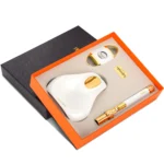 LUBINSKI Cigar Lighter Cutter Ashtray Set Portable Butane Gas Torch Lighter Metal Sharp Cigar Cutter Ceramic Ashtray Cigars Tool - Image 7